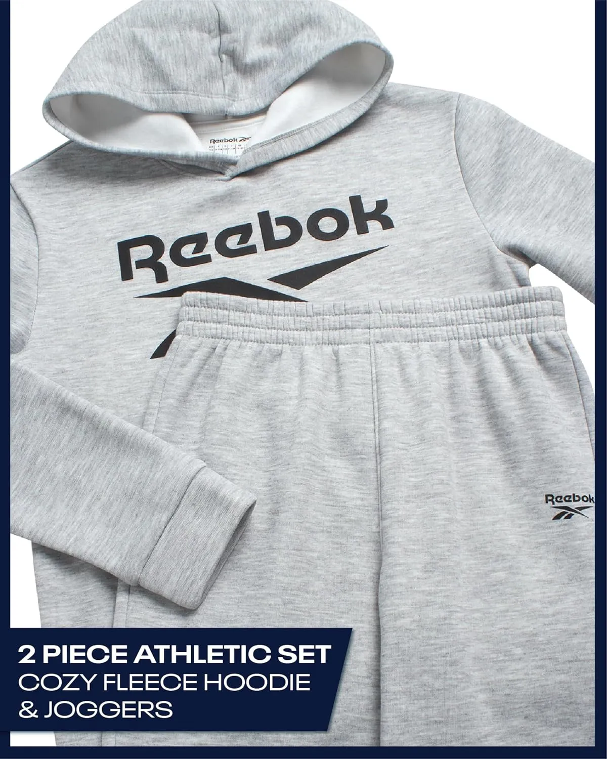 Reebok Boys' Tracksuit - 2 Piece Fleece Pullover Hoodie and Athletic Jogger Sweatpants for Boys (Sizes: 8-14)