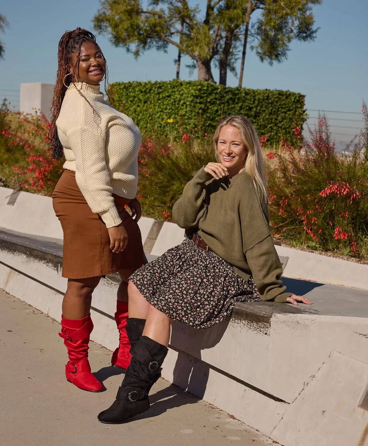 RF ROOM OF FASHION Dublin-01 Women's Wide Calf Wide Width Knee High Boots w Pocket - Plus Size Friendly