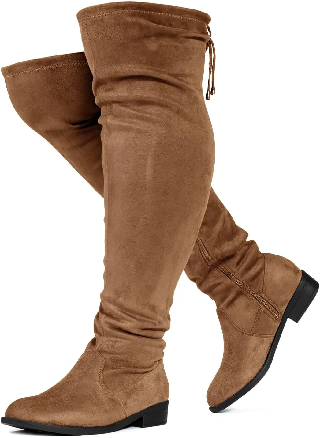 RF ROOM OF FASHION Women's Stretchy Over The Knee Low Heel Boots (Wide Calf Wide Width)