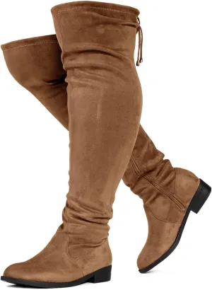 RF ROOM OF FASHION Women's Stretchy Over The Knee Low Heel Boots (Wide Calf Wide Width)
