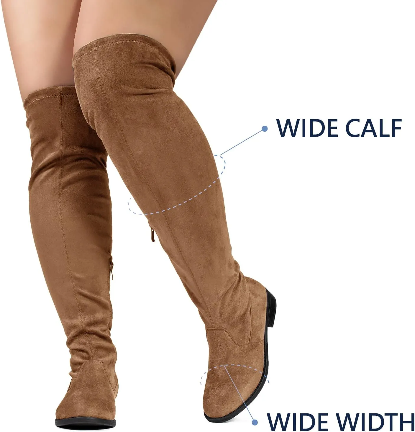 RF ROOM OF FASHION Women's Stretchy Over The Knee Low Heel Boots (Wide Calf Wide Width)