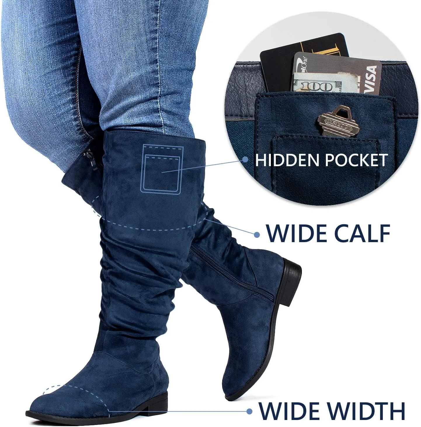 RF ROOM OF FASHION Women's WIDE CALF Slouchy Knee High Boots