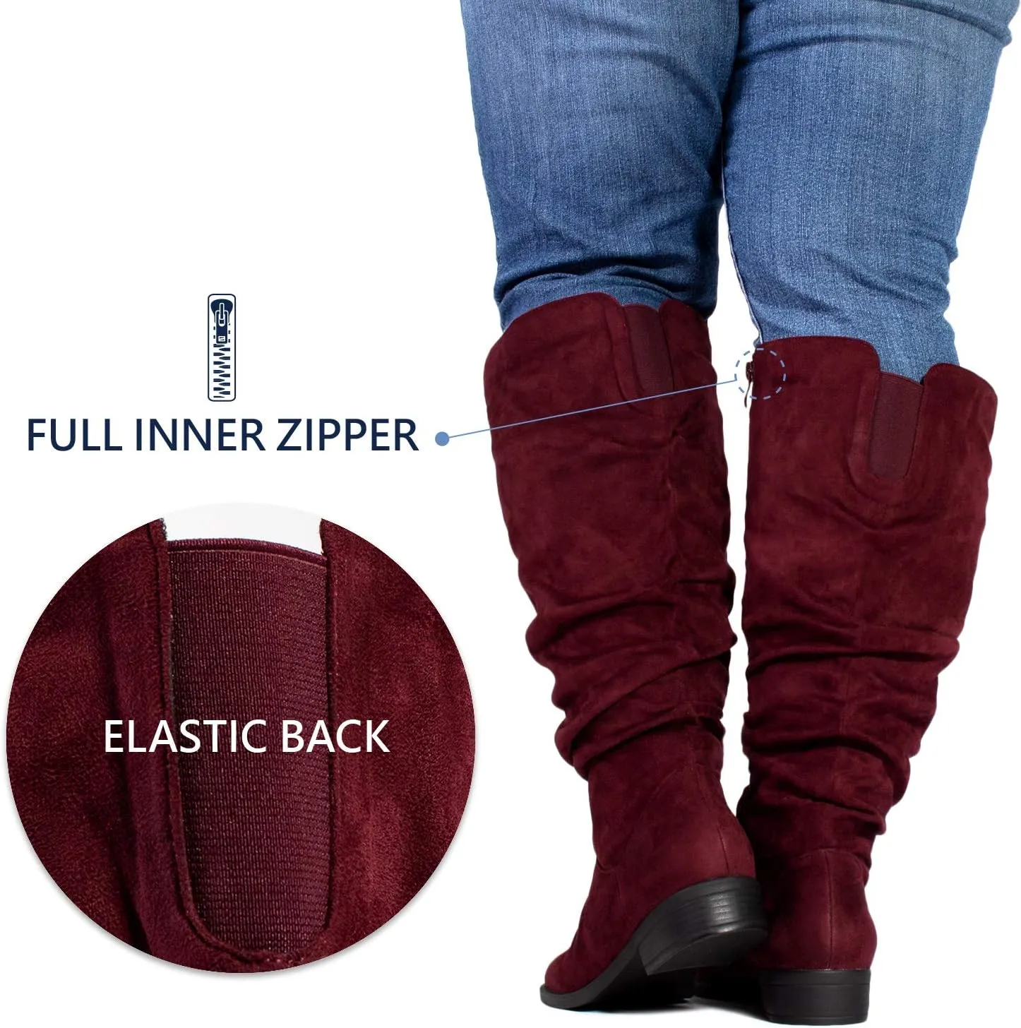 RF ROOM OF FASHION Women's WIDE CALF Slouchy Knee High Boots
