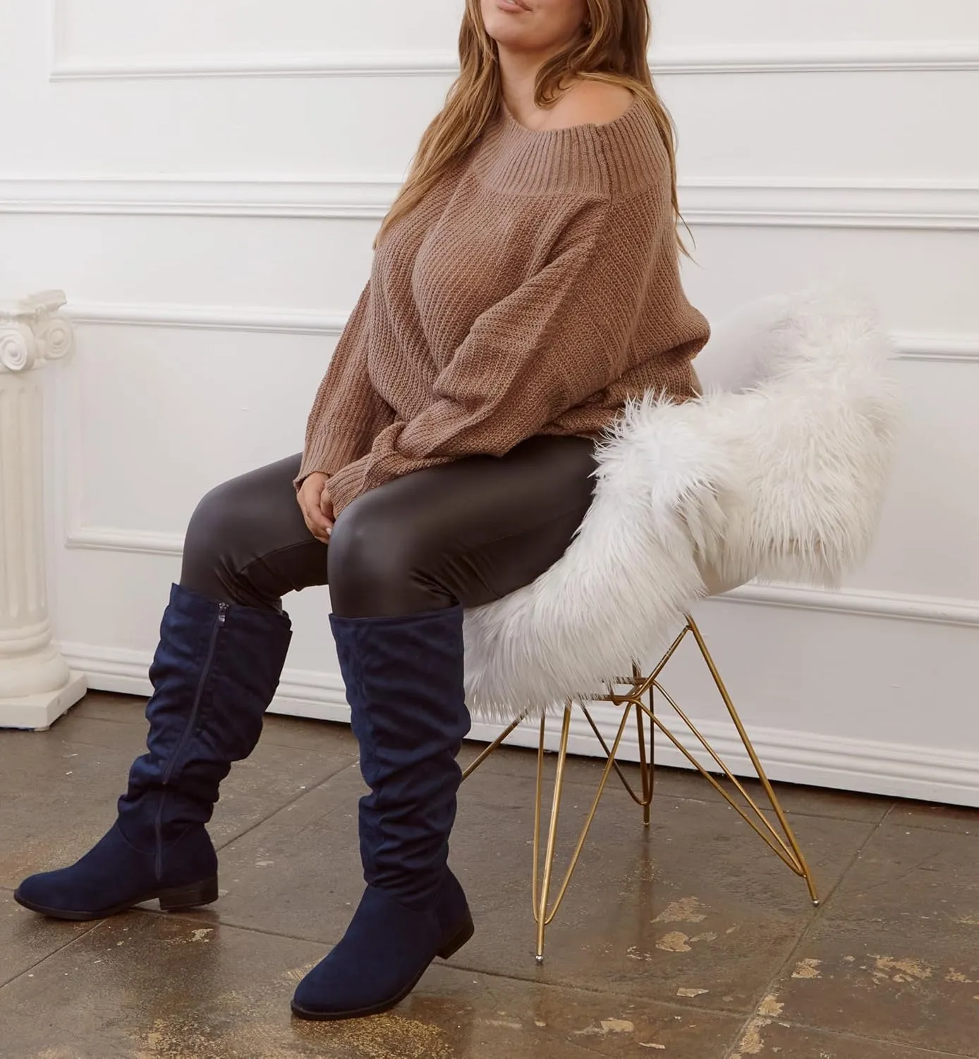 RF ROOM OF FASHION Women's WIDE CALF Slouchy Knee High Boots