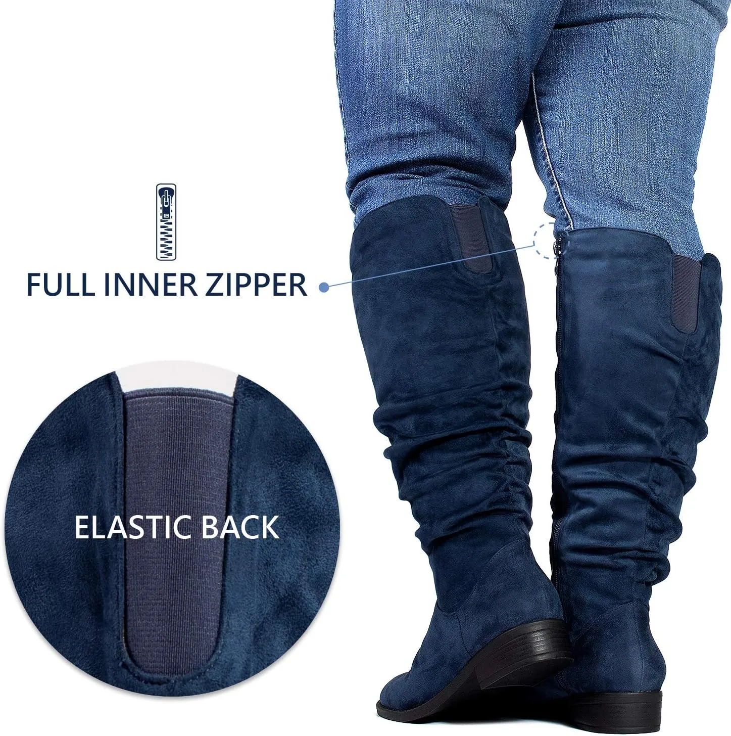 RF ROOM OF FASHION Women's WIDE CALF Slouchy Knee High Boots