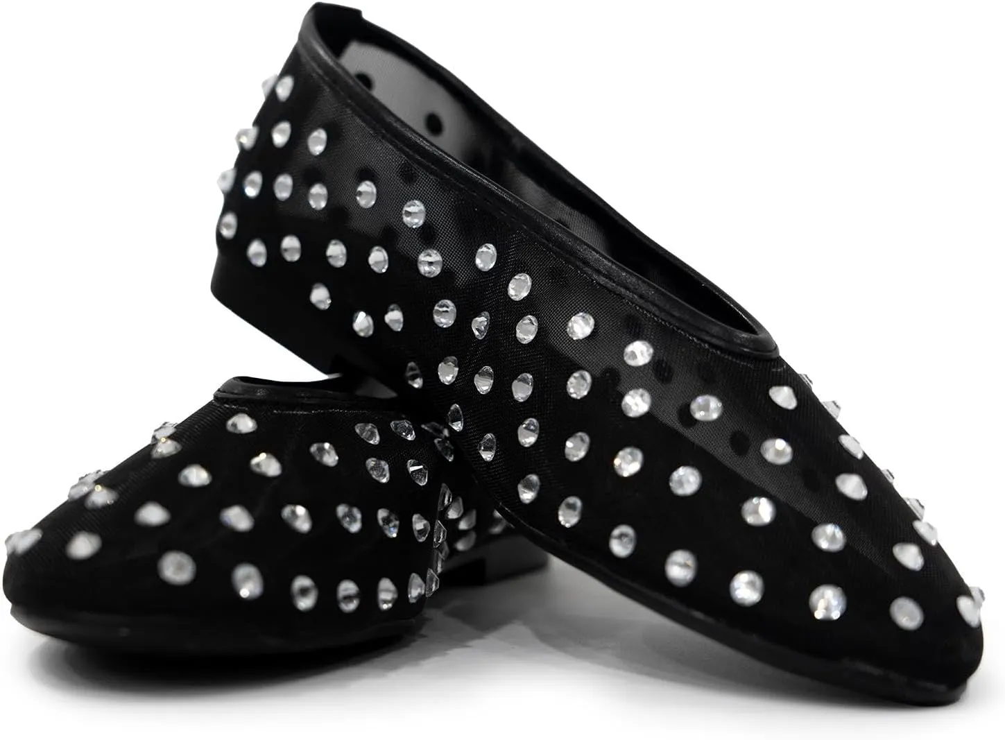 Rhinestone Ballet Flats for Women Slip On Mesh Flats Ballerina Shoes Comfortable Wedding Dance Dress Shoes