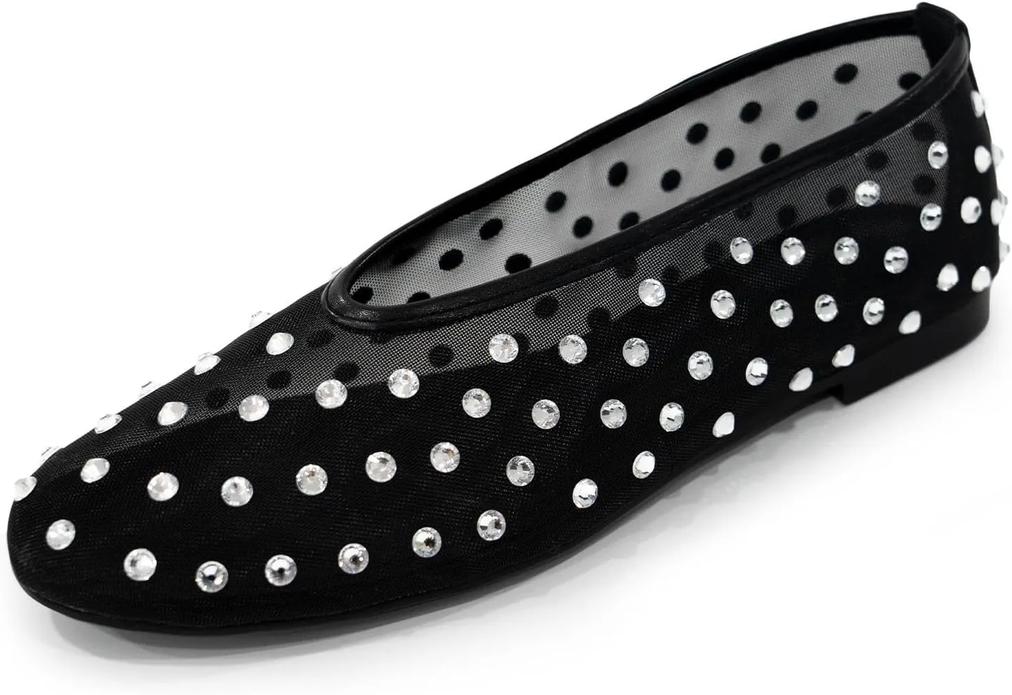 Rhinestone Ballet Flats for Women Slip On Mesh Flats Ballerina Shoes Comfortable Wedding Dance Dress Shoes