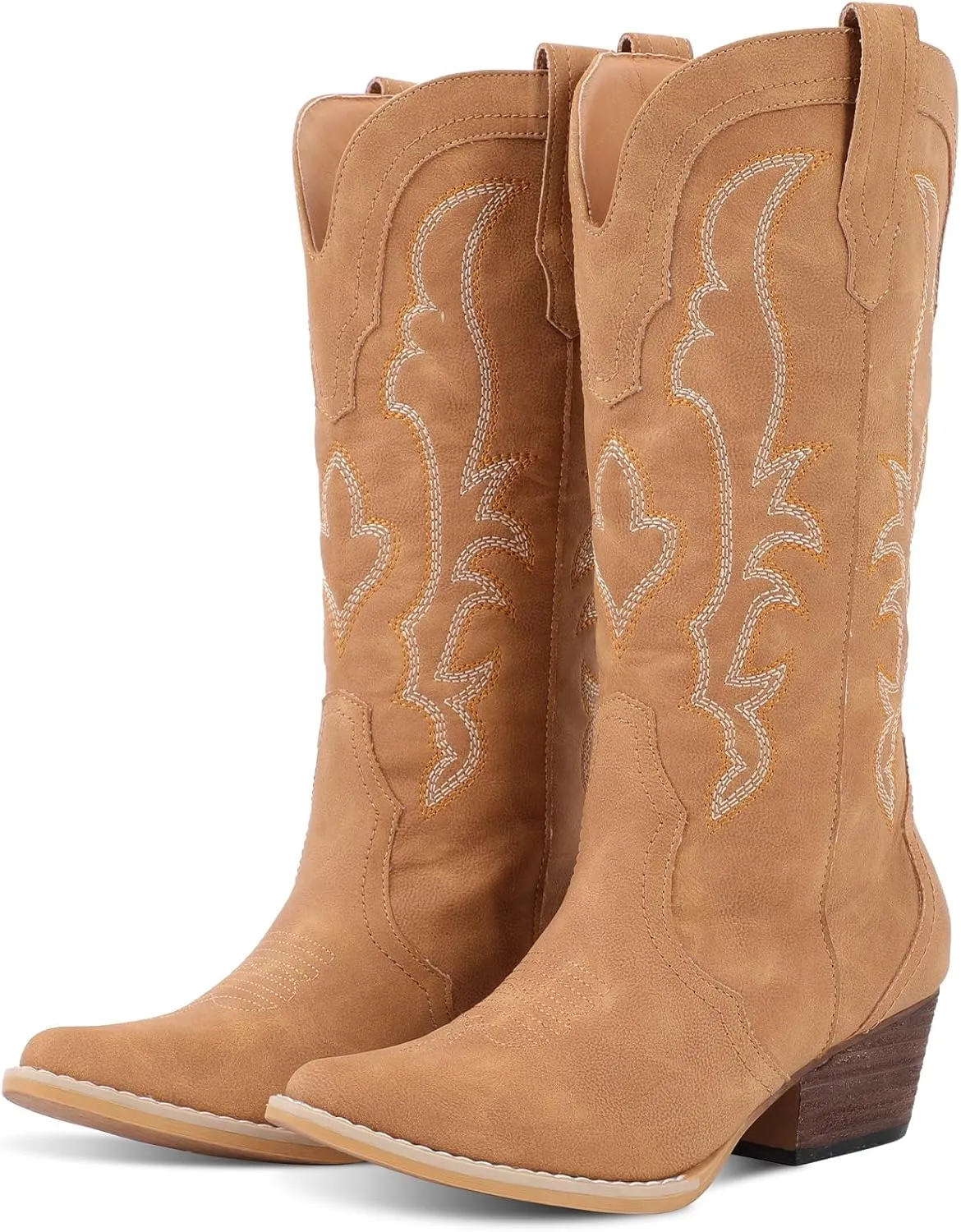 RLW Cowboy Boots for Women Cowgirl Boots Classic Knee-High Western Boots Pointy Toe with Comfortable Chunky Heel