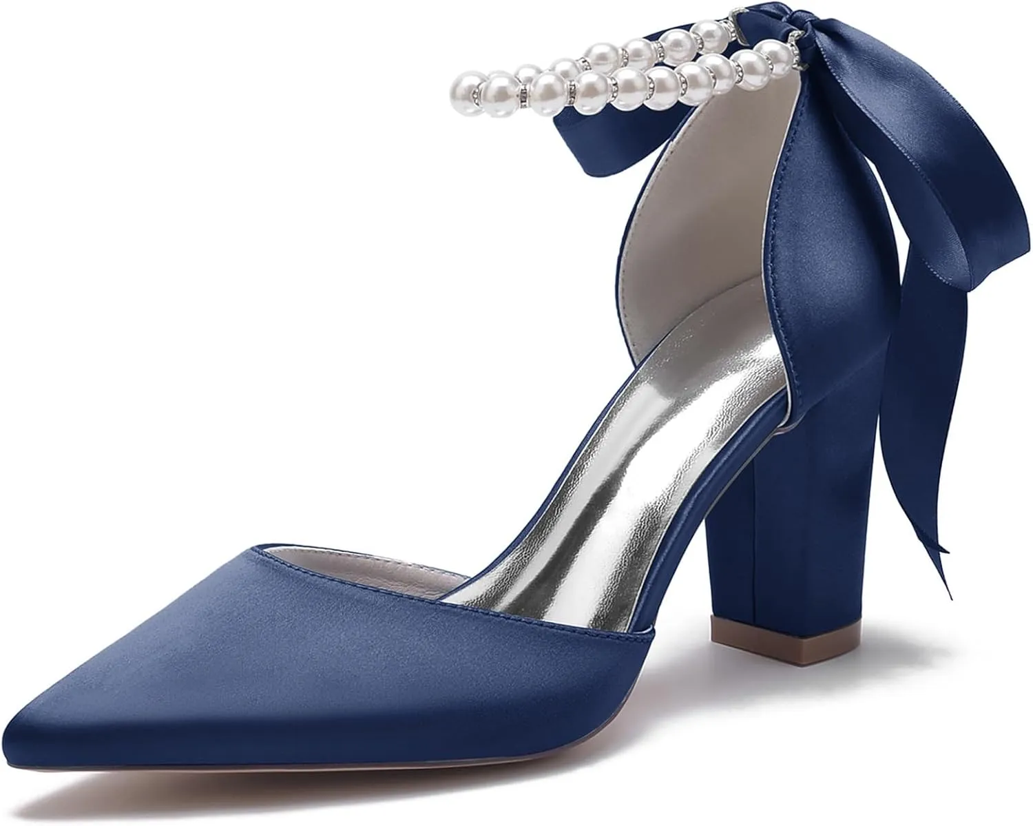 Roimaash Elegant Peep Toe Wedding Sandals Criss Cross Block High Heels