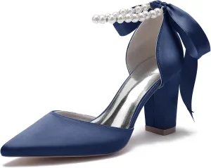 Roimaash Elegant Peep Toe Wedding Sandals Criss Cross Block High Heels