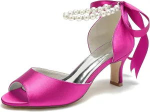 Roimaash Elegant Peep Toe Wedding Sandals Criss Cross Block High Heels