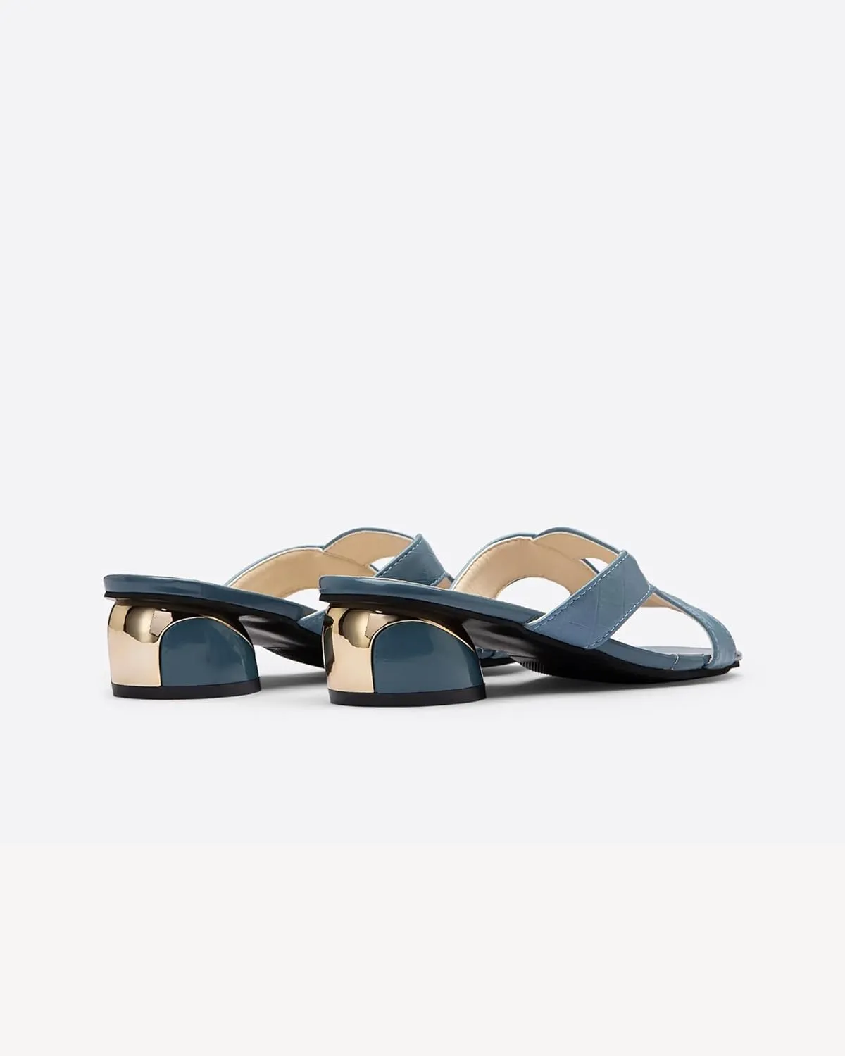 Round Toe Womens Sandals, Open Toe Heeled Mules for Wide Feet