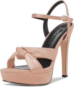Saekcted Women Stiletto High Platform Heel Peep Open Toe Sandals Ankle Strap Slingback 5.1 Inches Heels Wedding Party