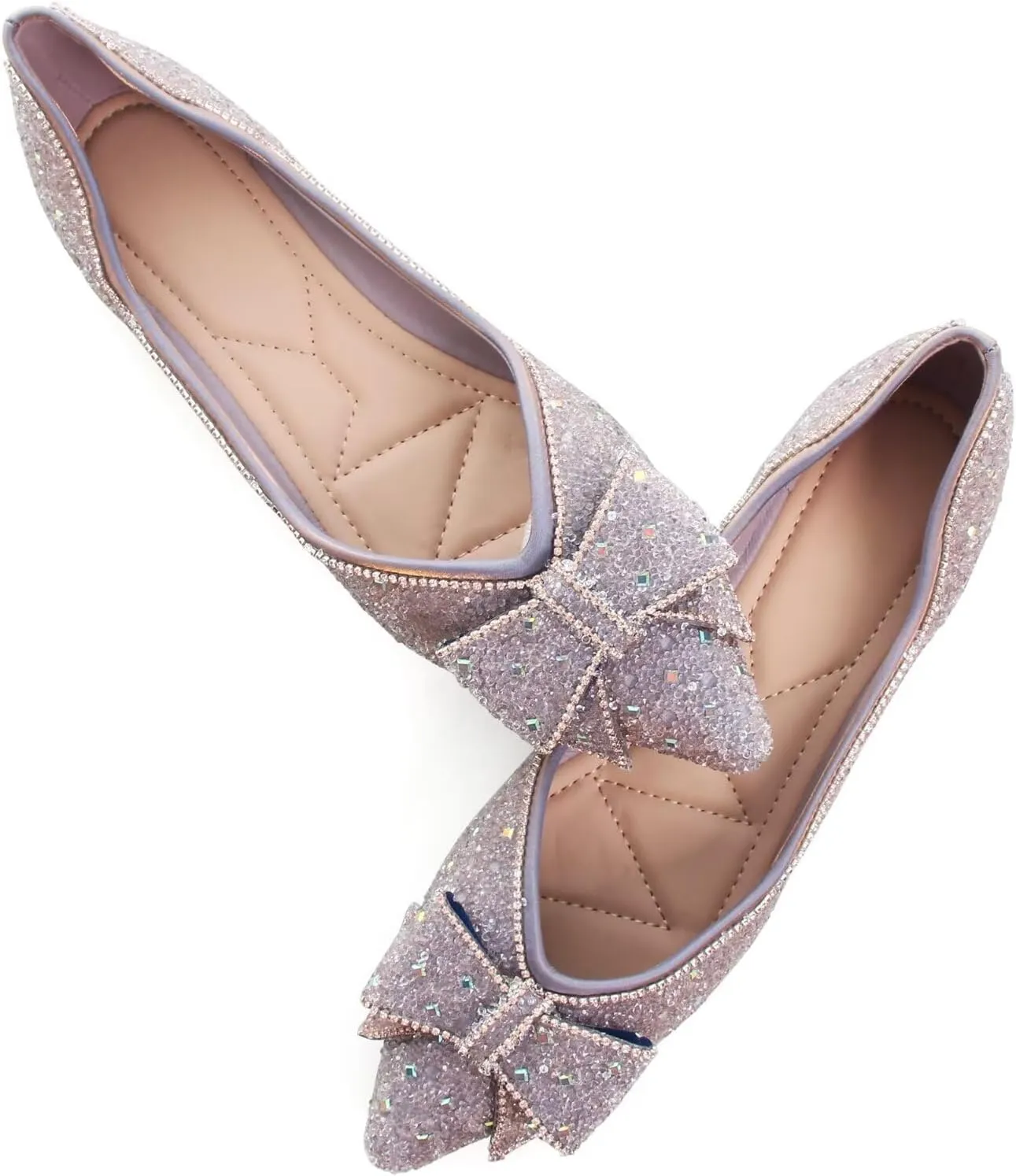 SAILING LU Women's Flats Shoes Sparkly Rhinestone Dressy Casual Slip ons Ballet Flats Floral Dress Shoes for Women Wedding Flats Comfortable
