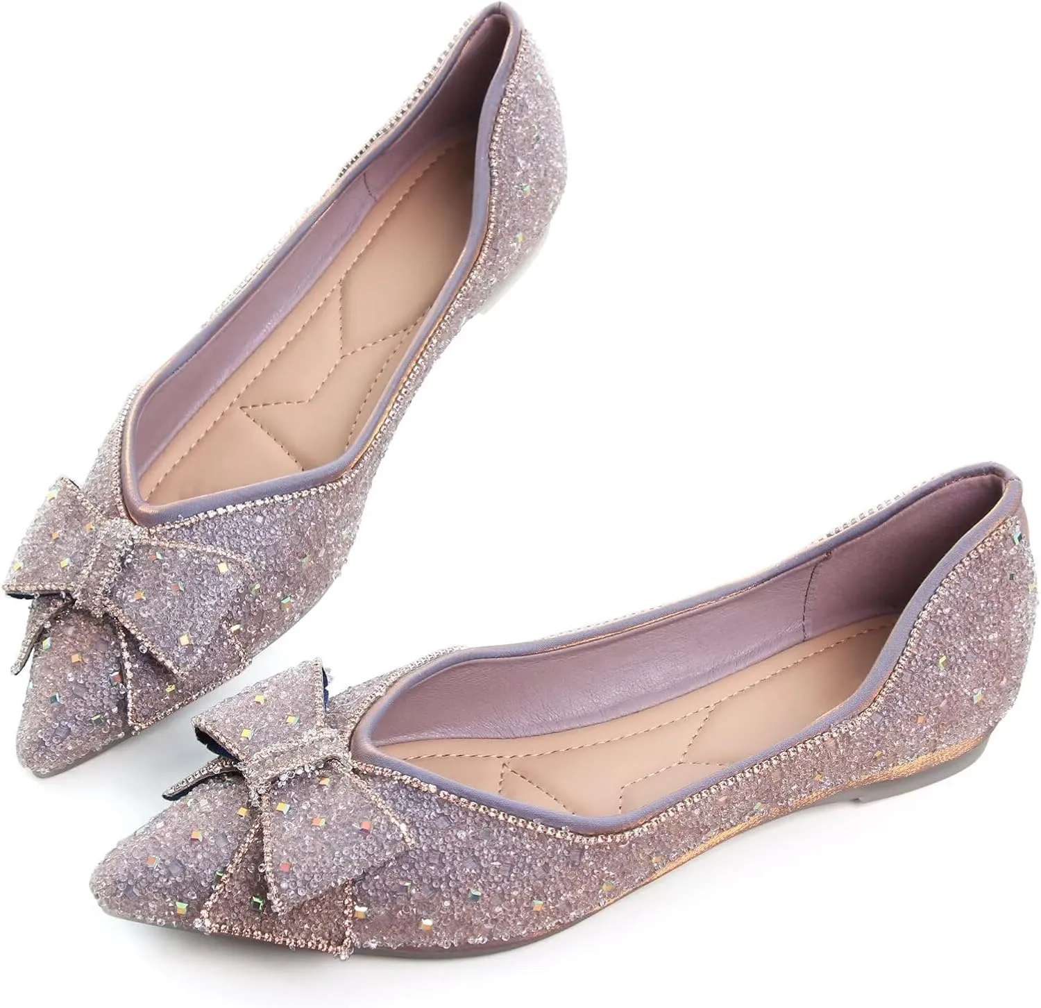 SAILING LU Women's Flats Shoes Sparkly Rhinestone Dressy Casual Slip ons Ballet Flats Floral Dress Shoes for Women Wedding Flats Comfortable