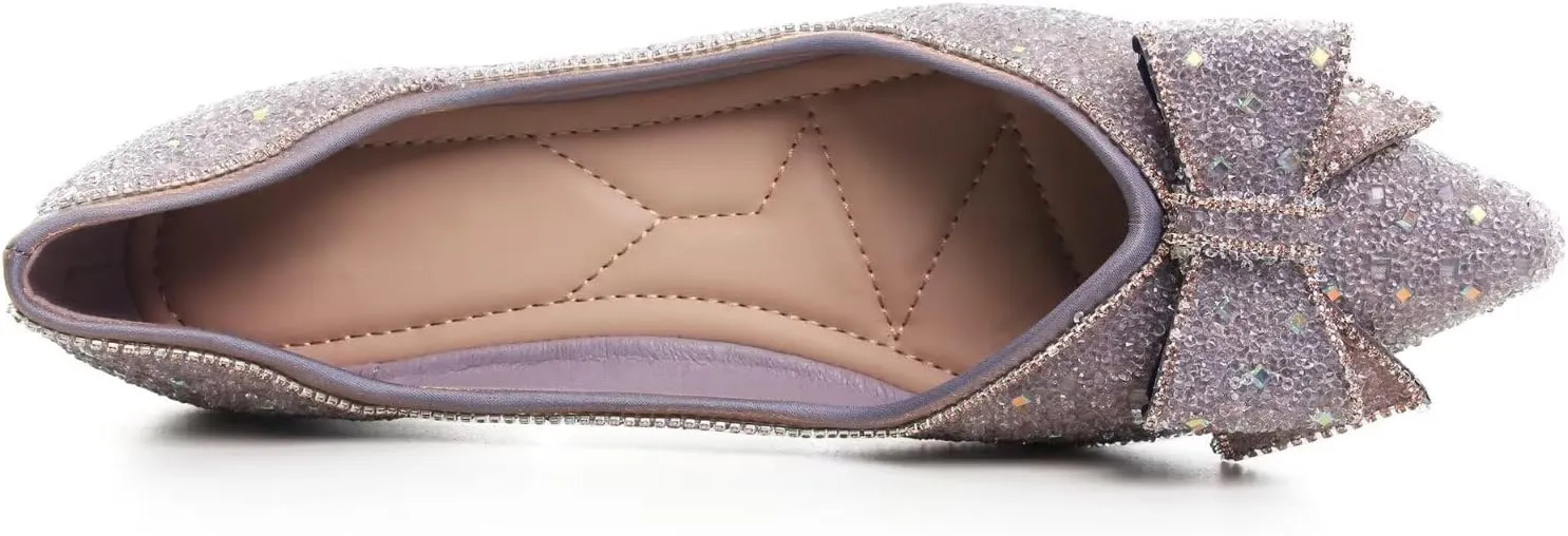 SAILING LU Women's Flats Shoes Sparkly Rhinestone Dressy Casual Slip ons Ballet Flats Floral Dress Shoes for Women Wedding Flats Comfortable