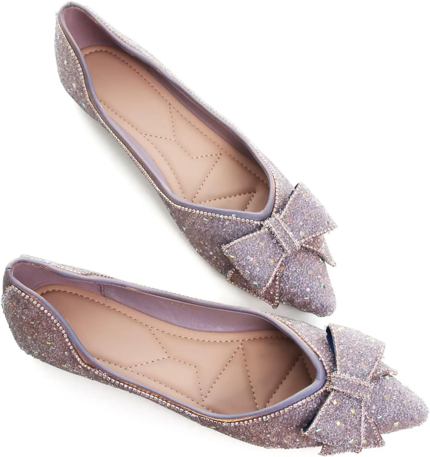 SAILING LU Women's Flats Shoes Sparkly Rhinestone Dressy Casual Slip ons Ballet Flats Floral Dress Shoes for Women Wedding Flats Comfortable