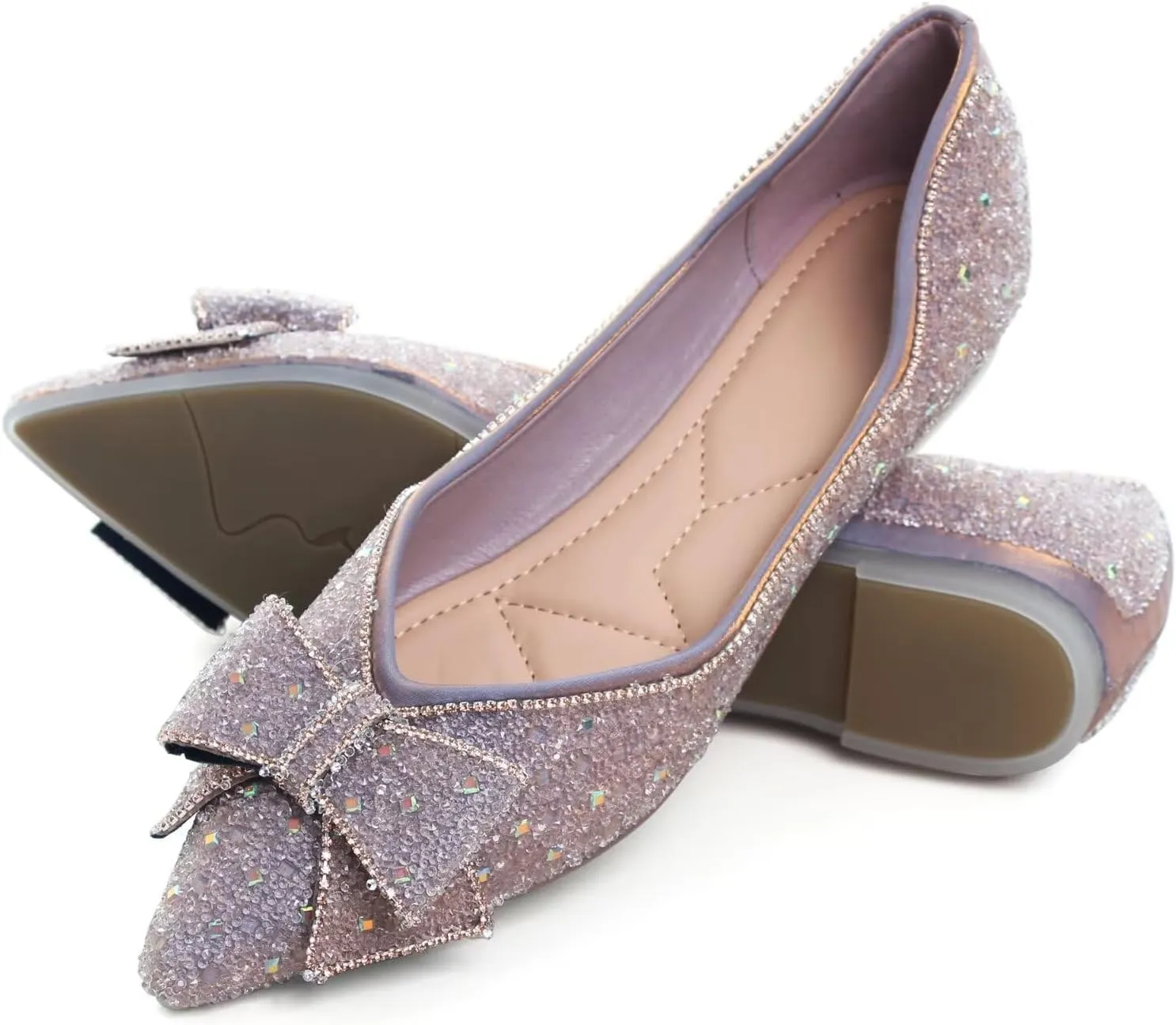 SAILING LU Women's Flats Shoes Sparkly Rhinestone Dressy Casual Slip ons Ballet Flats Floral Dress Shoes for Women Wedding Flats Comfortable