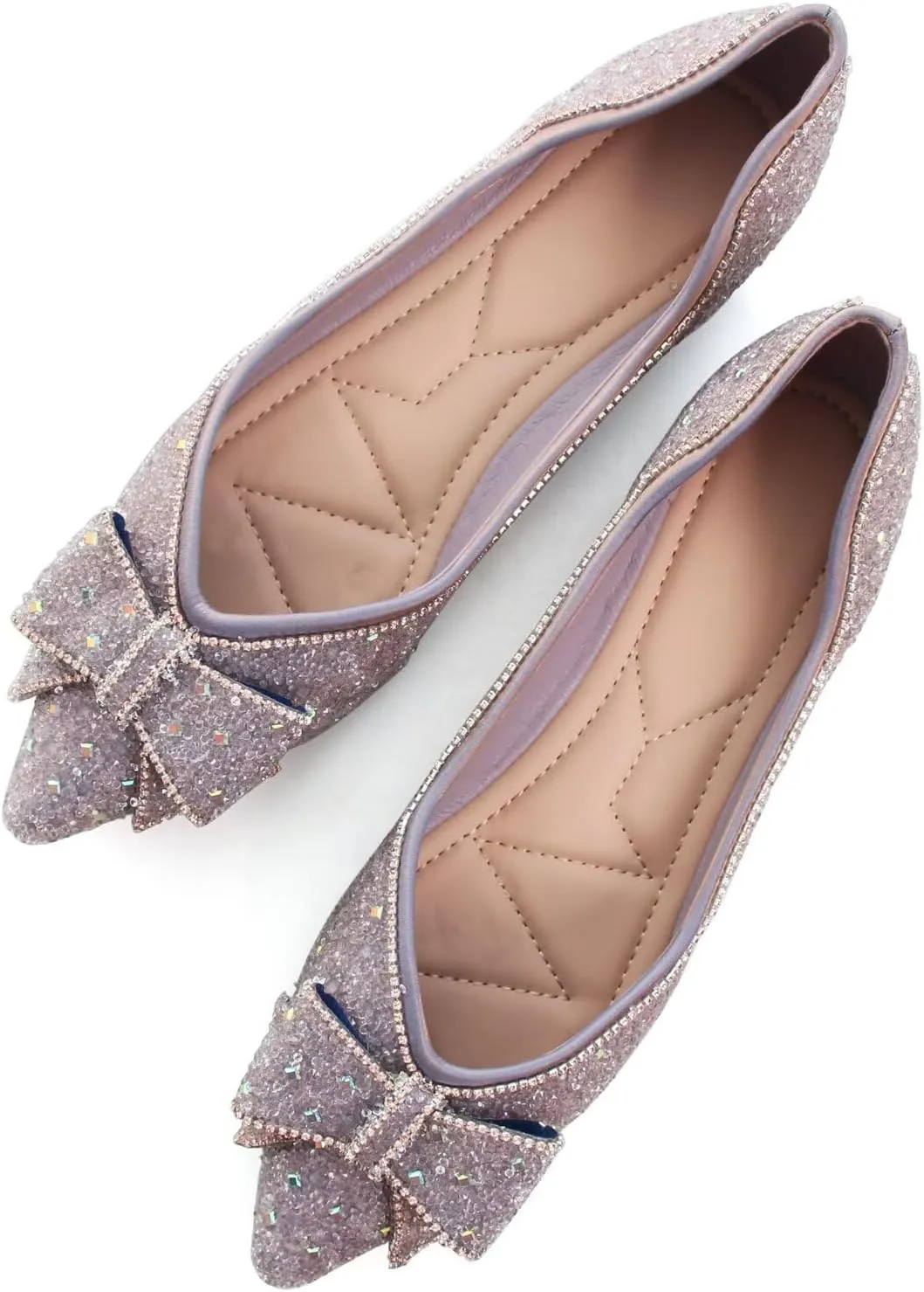SAILING LU Women's Flats Shoes Sparkly Rhinestone Dressy Casual Slip ons Ballet Flats Floral Dress Shoes for Women Wedding Flats Comfortable