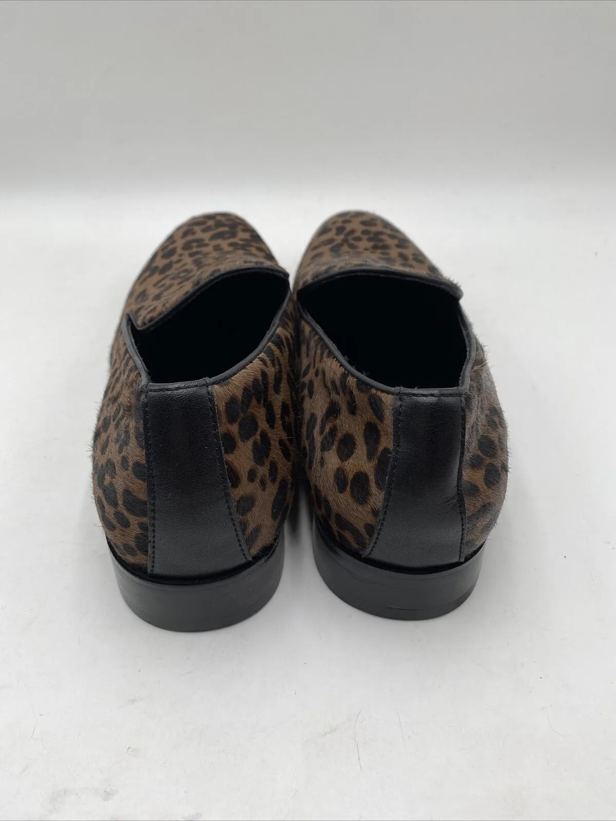 Saks Fifth Avenue Simba Leopard Print Calf Hair Loafers Brown/Black Size 9.5M - Very Good