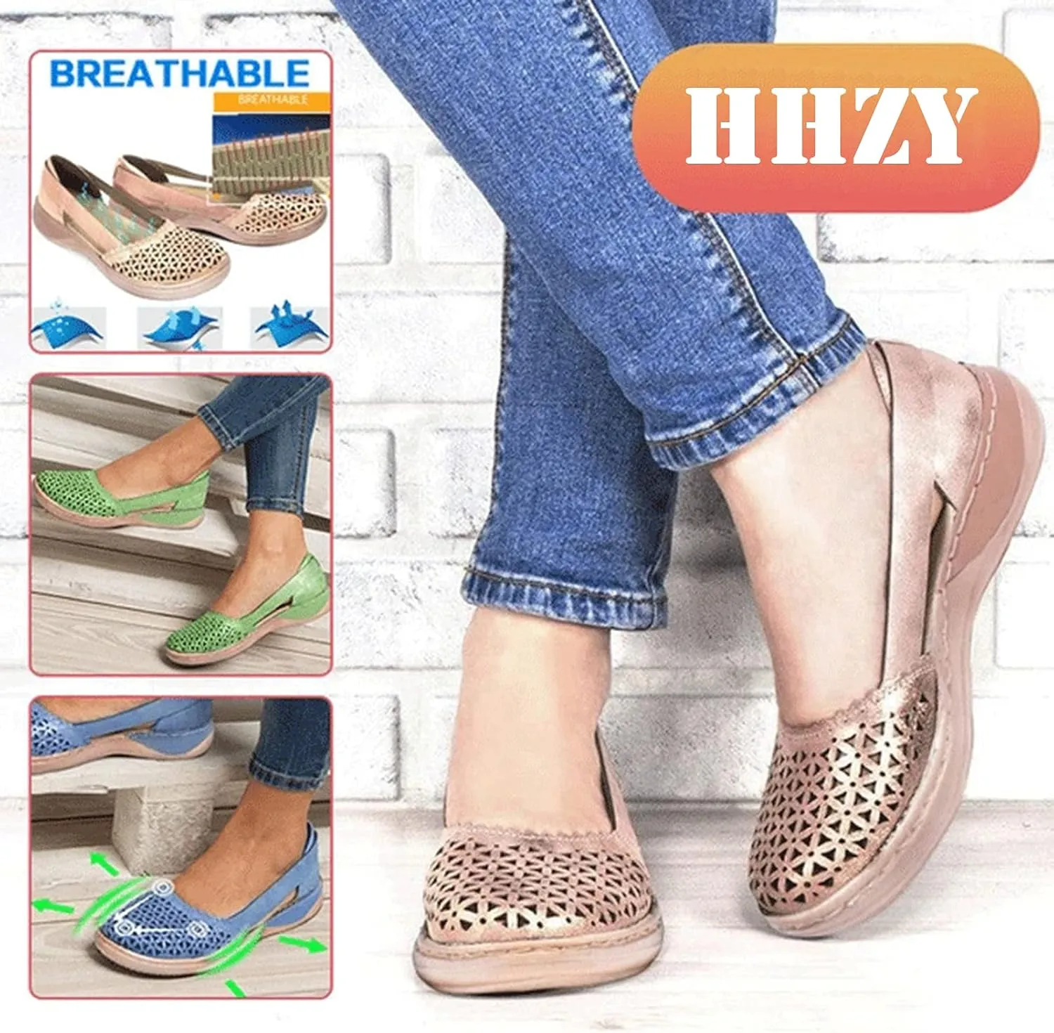 Sandals for Women Casual Summer Hollow Closed Toe Flat Sandal Ladies Slip on Breathable Sandals Comfortable Moccasins Loafers Beach Walking Shoes,White,US5/EU36
