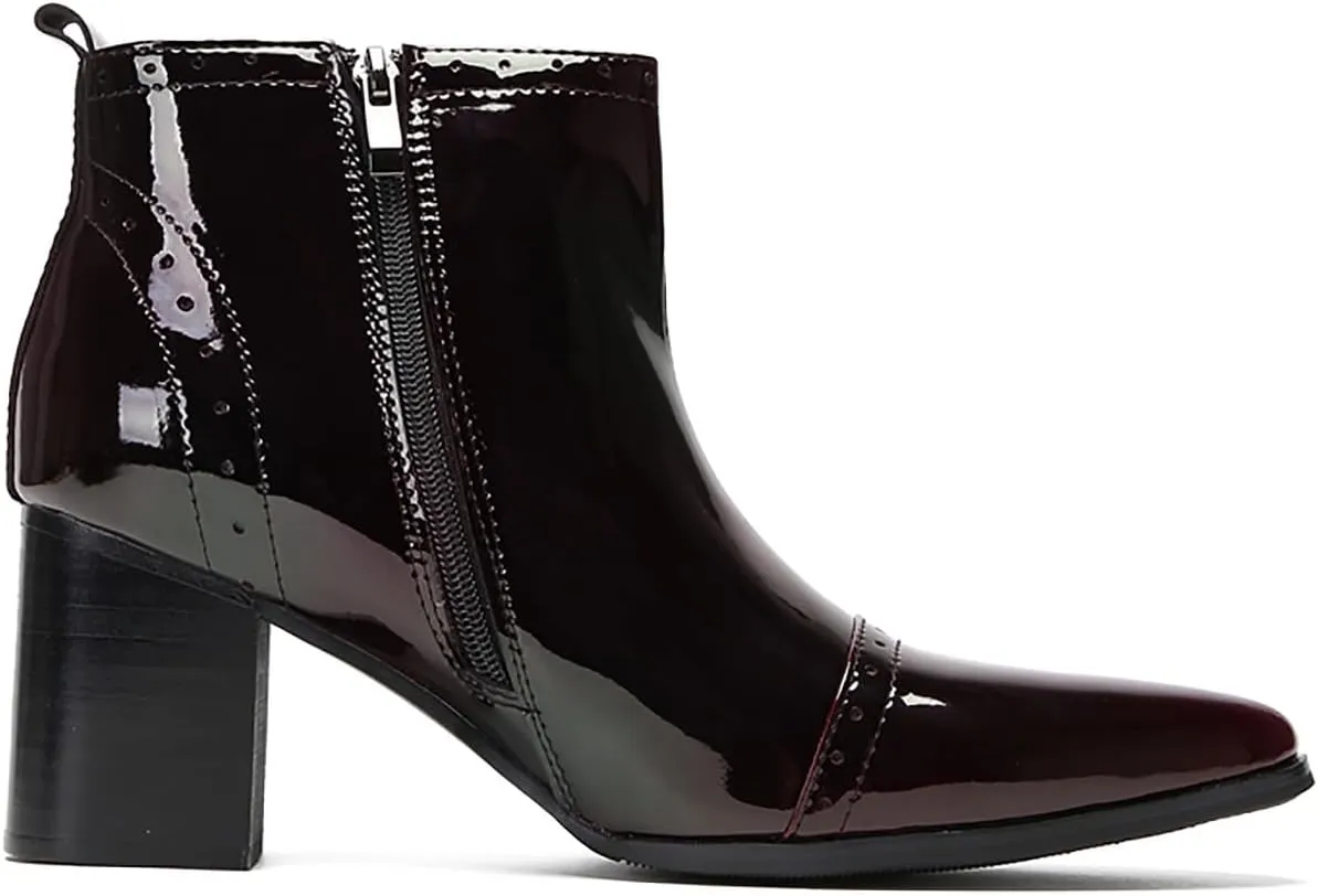 Santimon Mens Chelsea Boots Casual Dress Party Patent Leather Cowboy Boots Zipper On Side Mid Calf Heel Western Boots Fashion Prom Wedding Tuxedo Disoc Ballroom Motorcycle Boots for Men