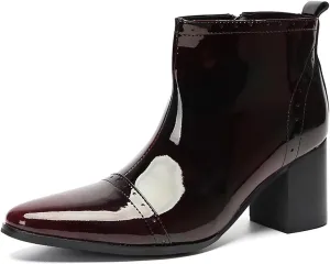 Santimon Mens Chelsea Boots Casual Dress Party Patent Leather Cowboy Boots Zipper On Side Mid Calf Heel Western Boots Fashion Prom Wedding Tuxedo Disoc Ballroom Motorcycle Boots for Men