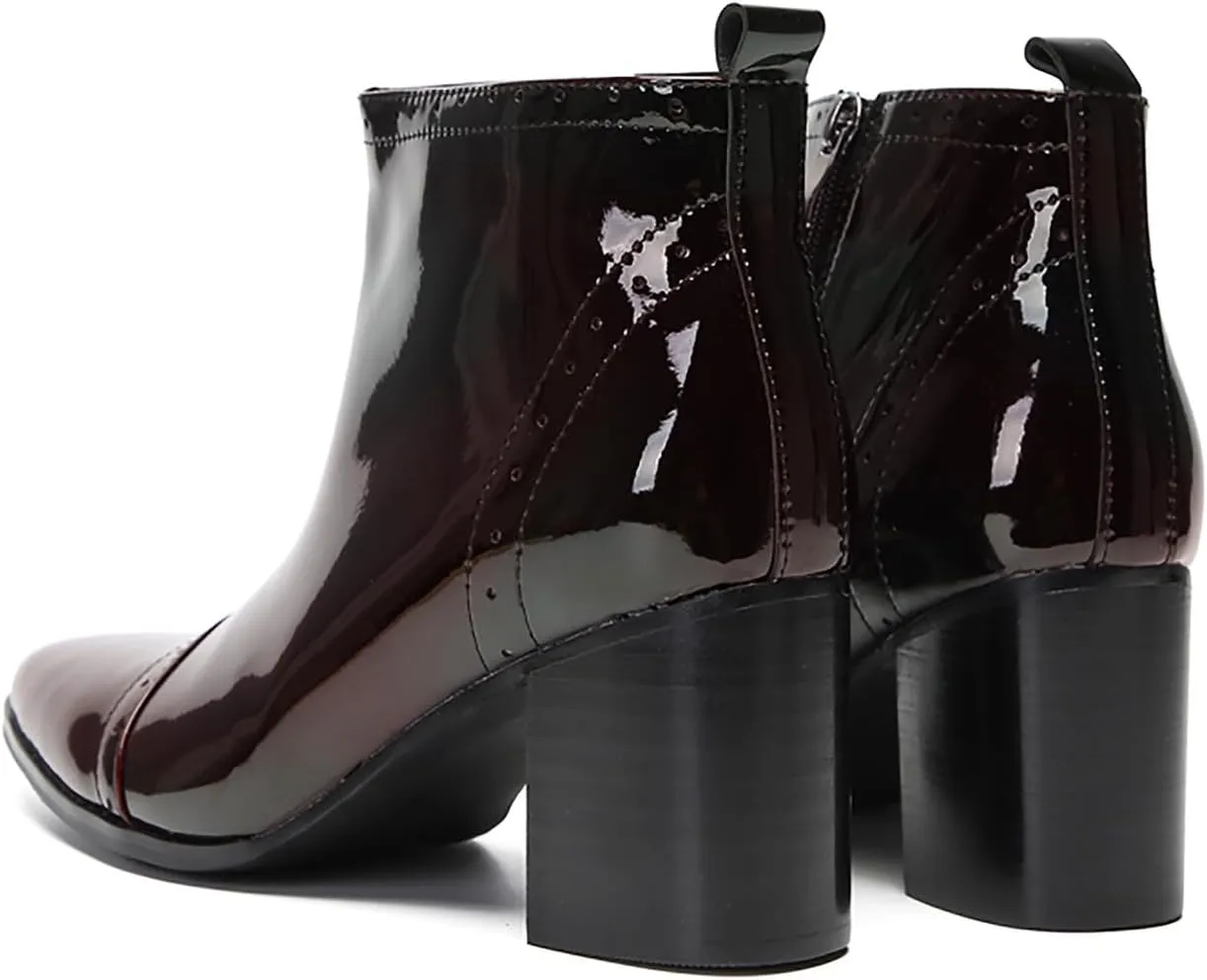 Santimon Mens Chelsea Boots Casual Dress Party Patent Leather Cowboy Boots Zipper On Side Mid Calf Heel Western Boots Fashion Prom Wedding Tuxedo Disoc Ballroom Motorcycle Boots for Men