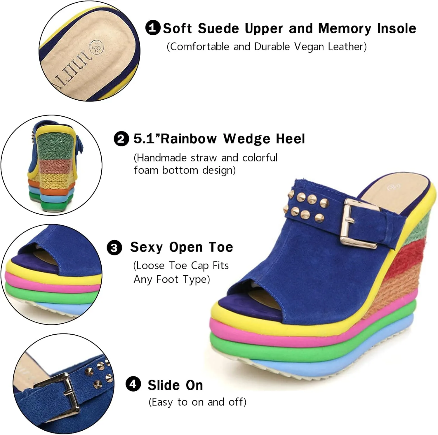 SaraIris Sandals for Women Gladiator Ankle Strap High Heel Platform Wedge Rainbow Sandals for Women