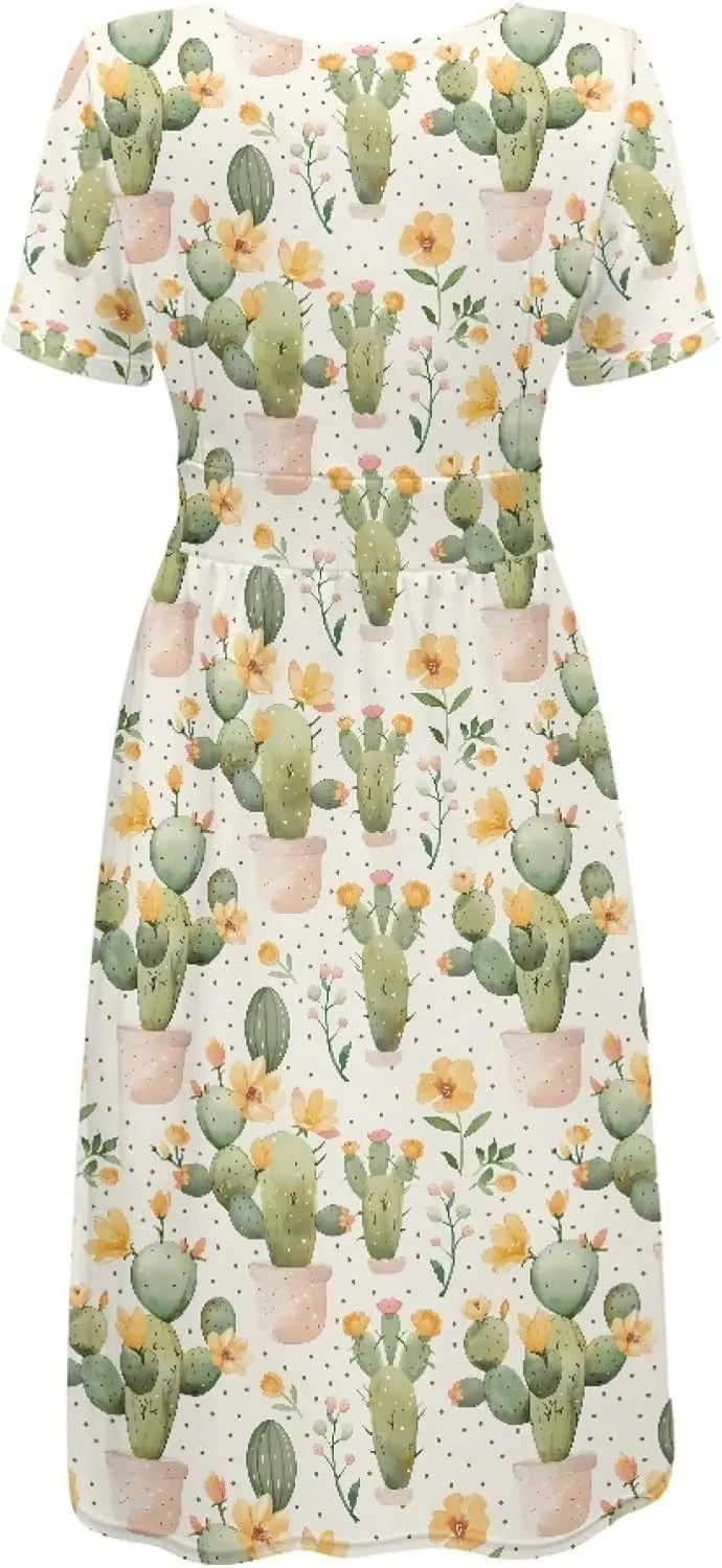 Sexy V Neck Dresses for Women Dress Casual Summer Fit and Flare Dresses Elegant Party Flowy Swing Skate Dress