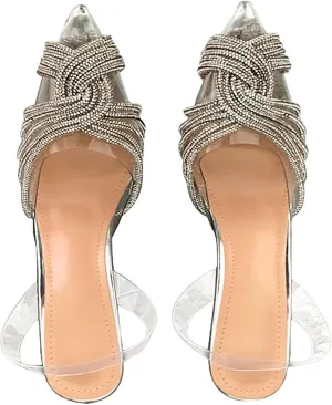SHEMEE Women's Clear Stiletto High Heel Pumps Pointed Toe Transparent PVC Thin Heels Elegant Court Shoes