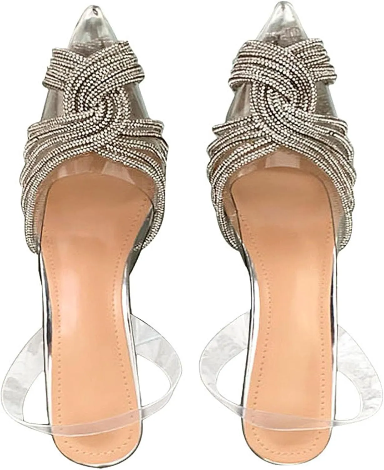SHEMEE Women's Clear Stiletto High Heel Pumps Pointed Toe Transparent PVC Thin Heels Elegant Court Shoes