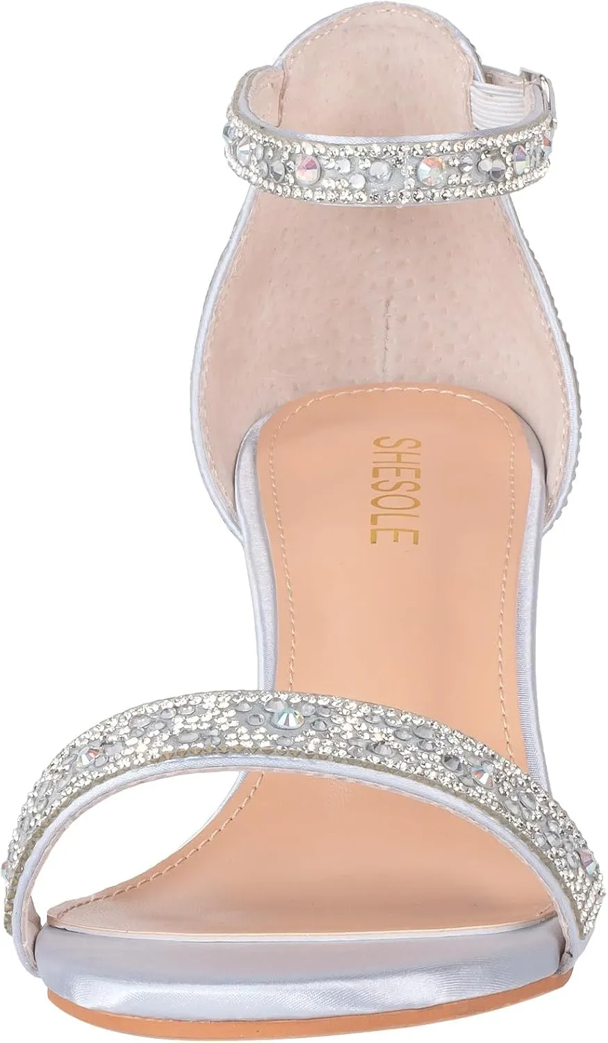 SheSole Women's Dressy Kitten Heels Rhinestone Sandals Elegant Prom Formal Bridal Wedding Shoes