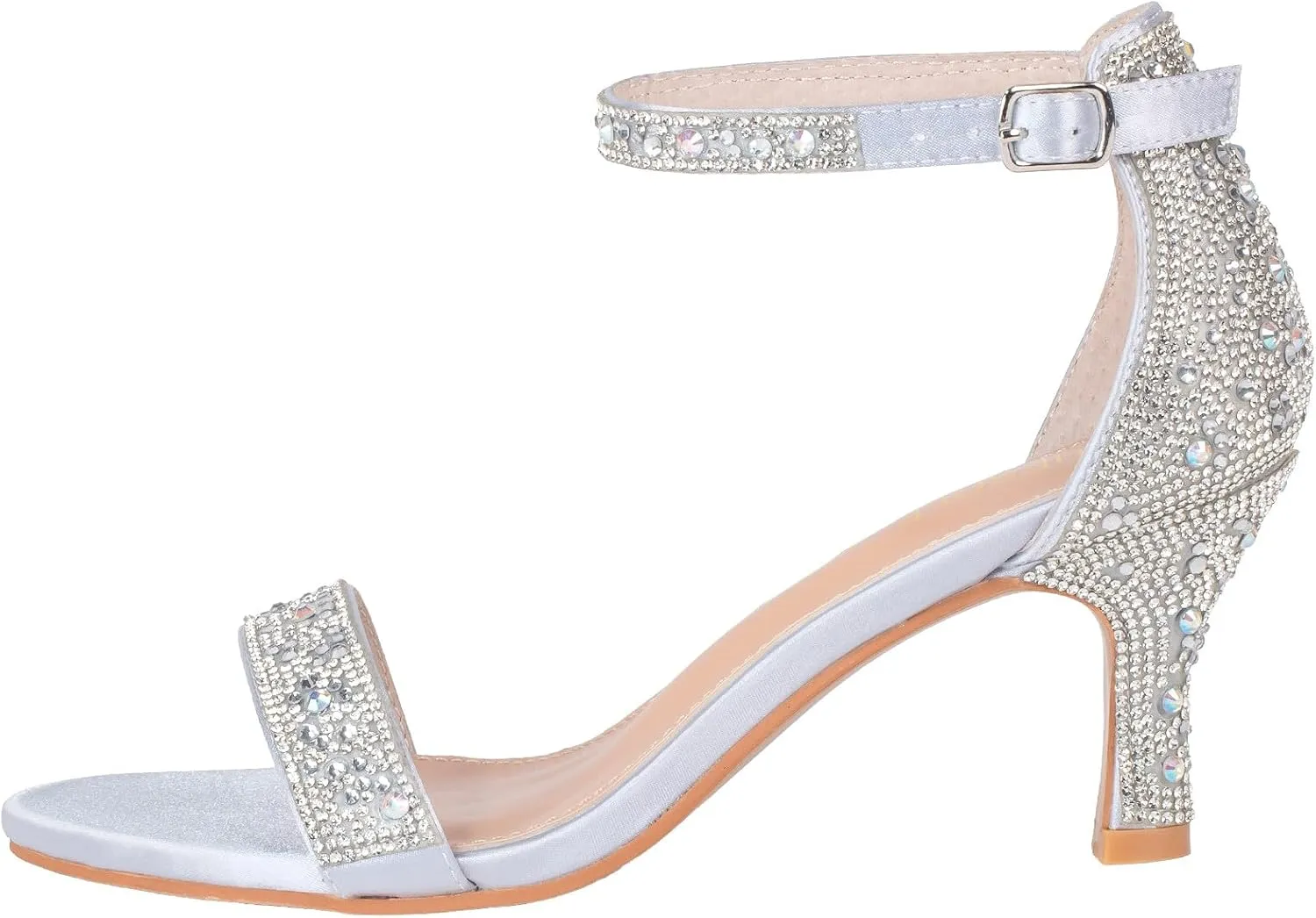 SheSole Women's Dressy Kitten Heels Rhinestone Sandals Elegant Prom Formal Bridal Wedding Shoes