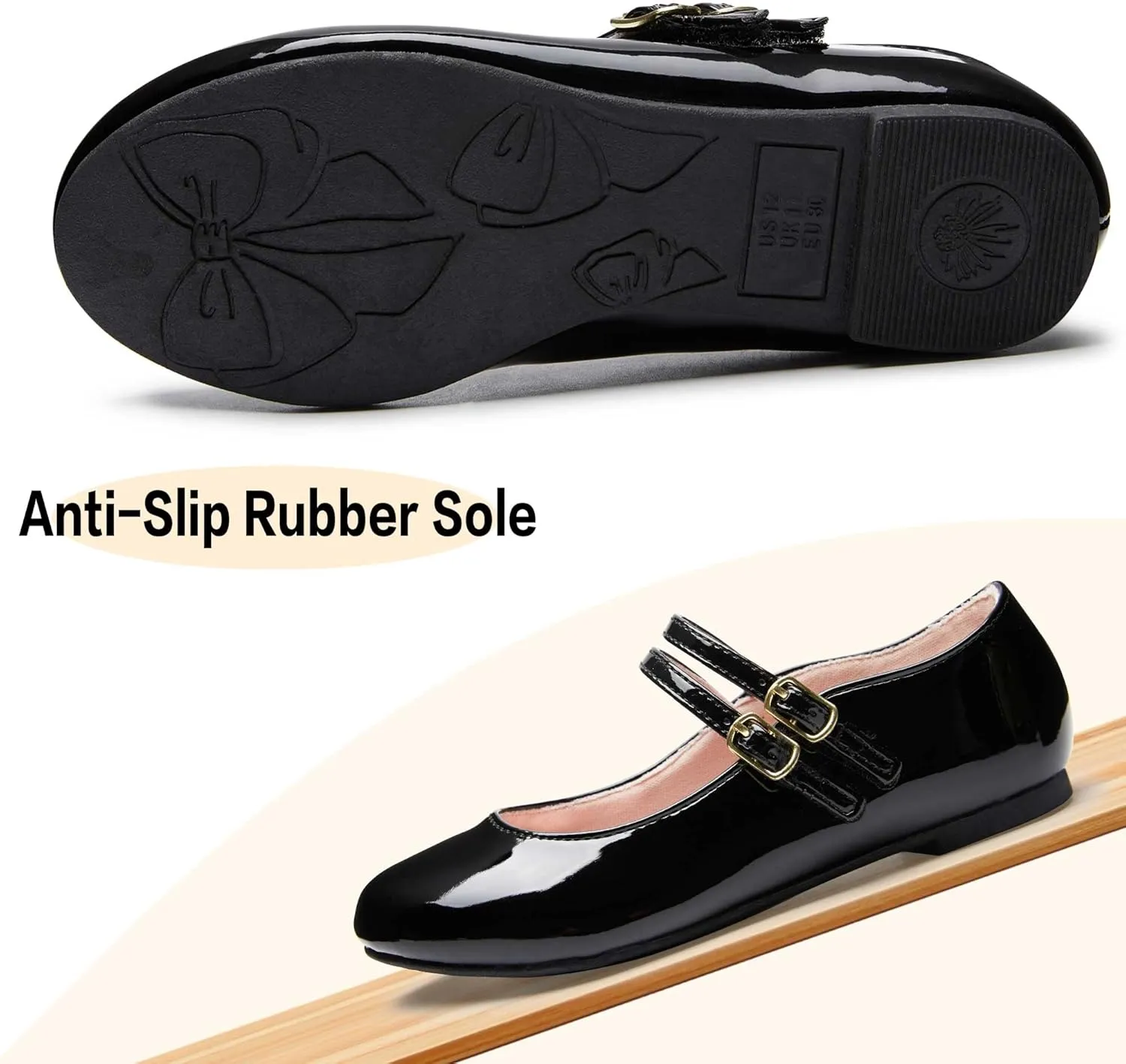 shoeslocker Girls Mary Jane Flat Shoes for Girls Ballerina Flats Slip On Dress Shoes for Party Wedding School