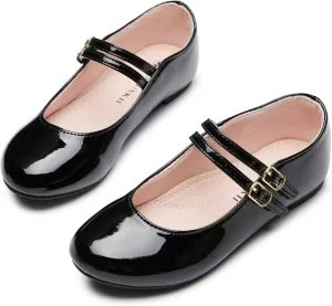 shoeslocker Girls Mary Jane Flat Shoes for Girls Ballerina Flats Slip On Dress Shoes for Party Wedding School