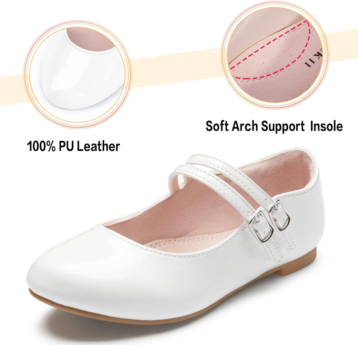 shoeslocker Girls Mary Jane Flat Shoes for Girls Ballerina Flats Slip On Dress Shoes for Party Wedding School