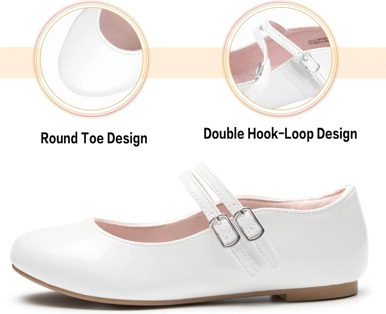 shoeslocker Girls Mary Jane Flat Shoes for Girls Ballerina Flats Slip On Dress Shoes for Party Wedding School