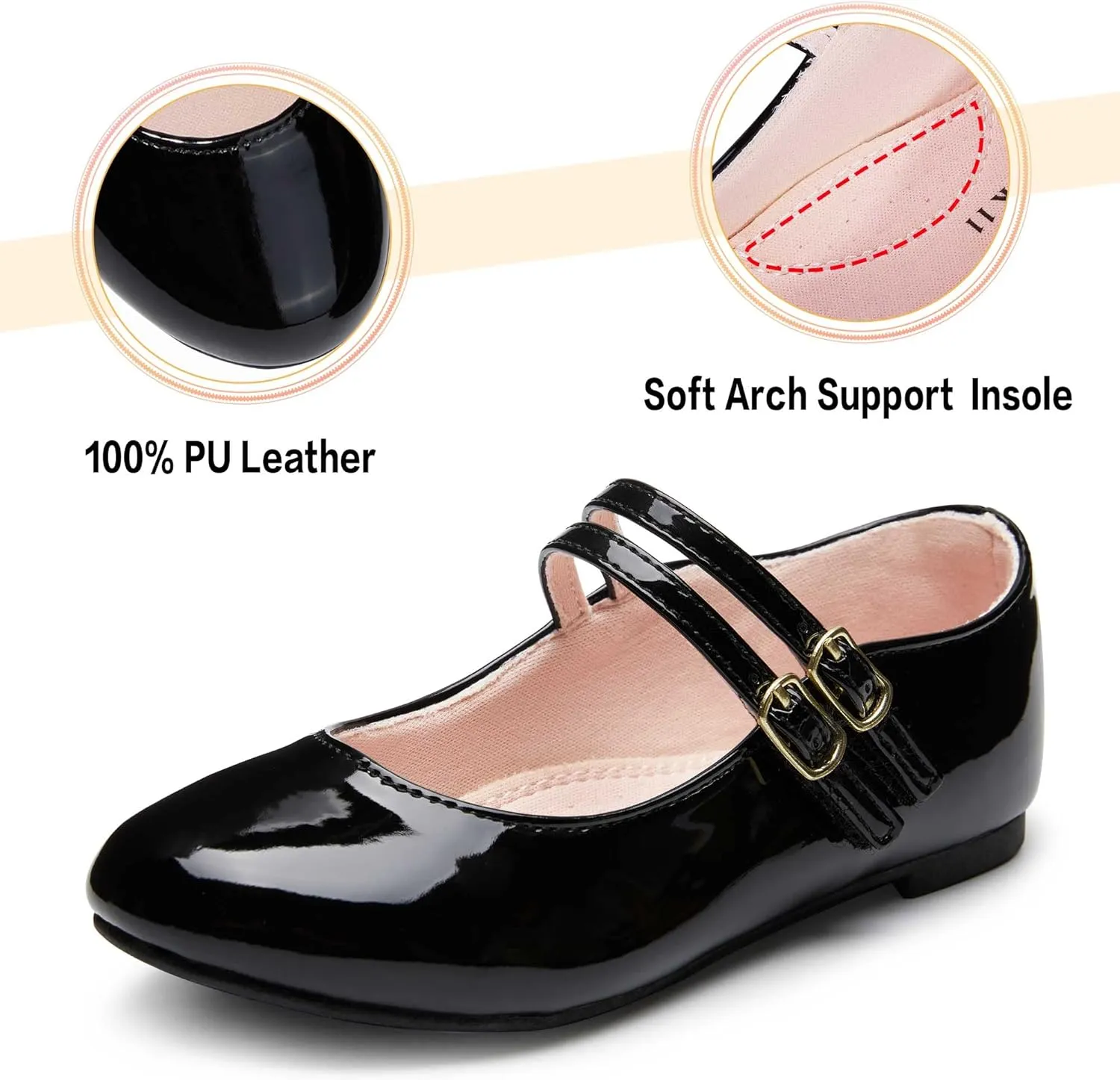 shoeslocker Girls Mary Jane Flat Shoes for Girls Ballerina Flats Slip On Dress Shoes for Party Wedding School