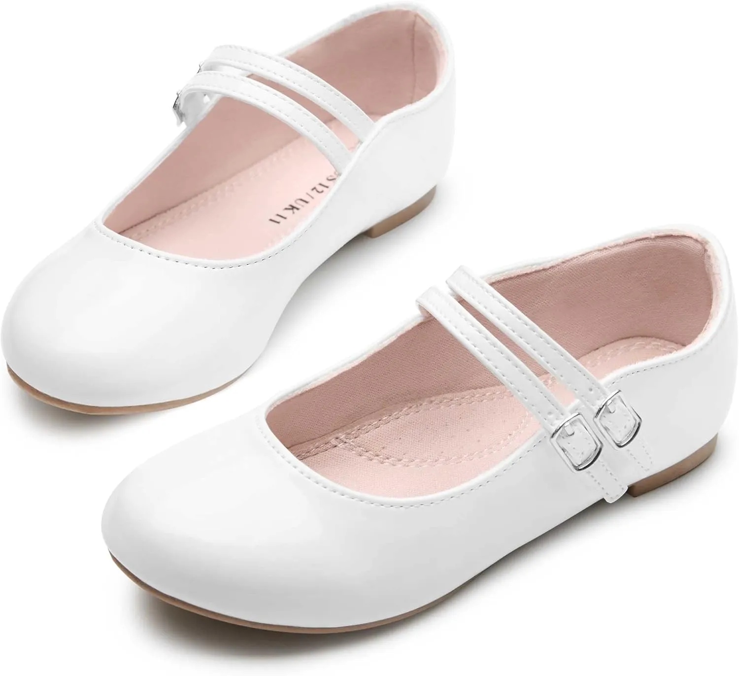 shoeslocker Girls Mary Jane Flat Shoes for Girls Ballerina Flats Slip On Dress Shoes for Party Wedding School