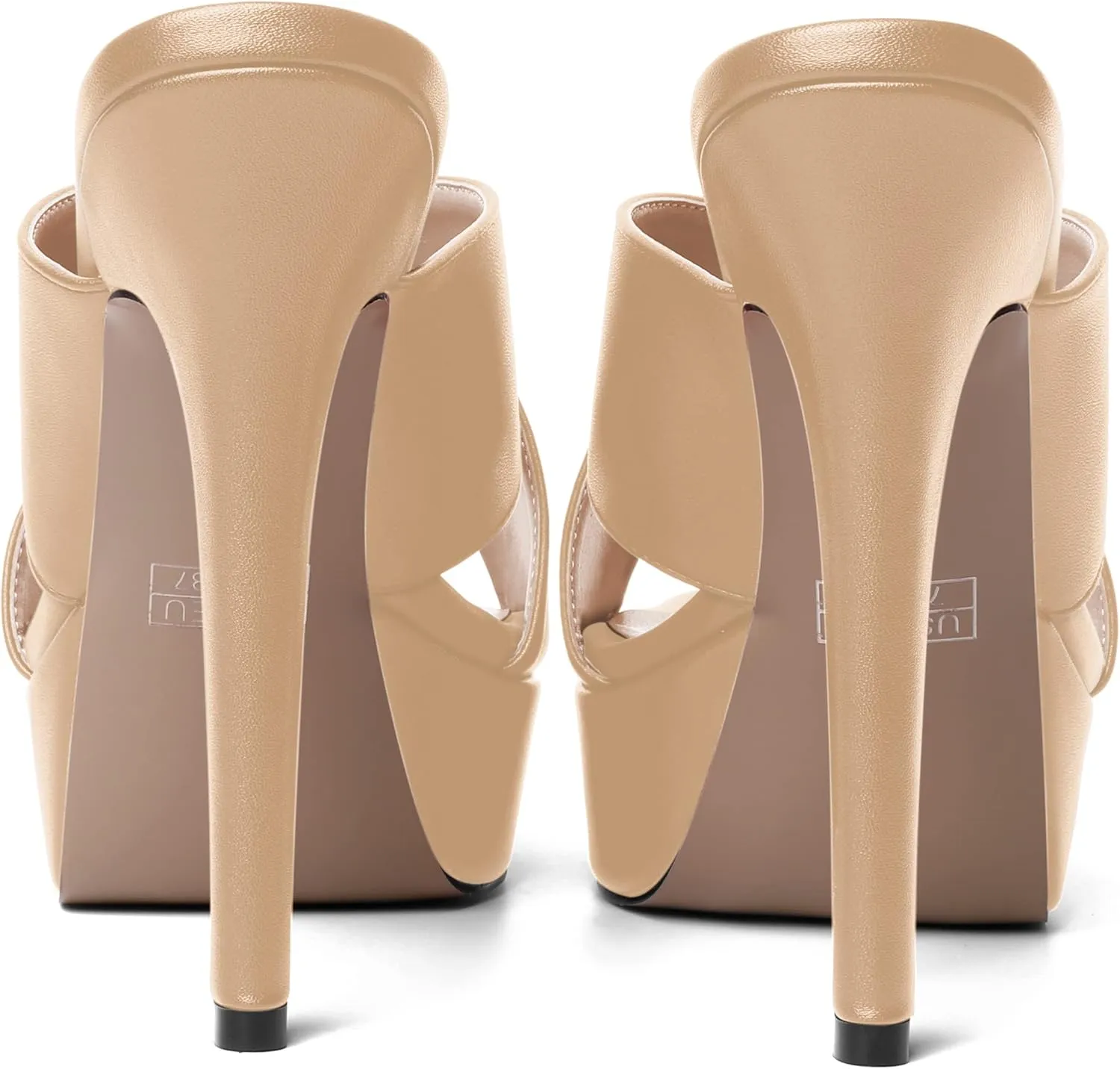SHOWFOREST Womens Round Toe Fashion Dating Slip On Solid Open Toe Matte Stiletto High Heel Heeled Sandals 5 Inch
