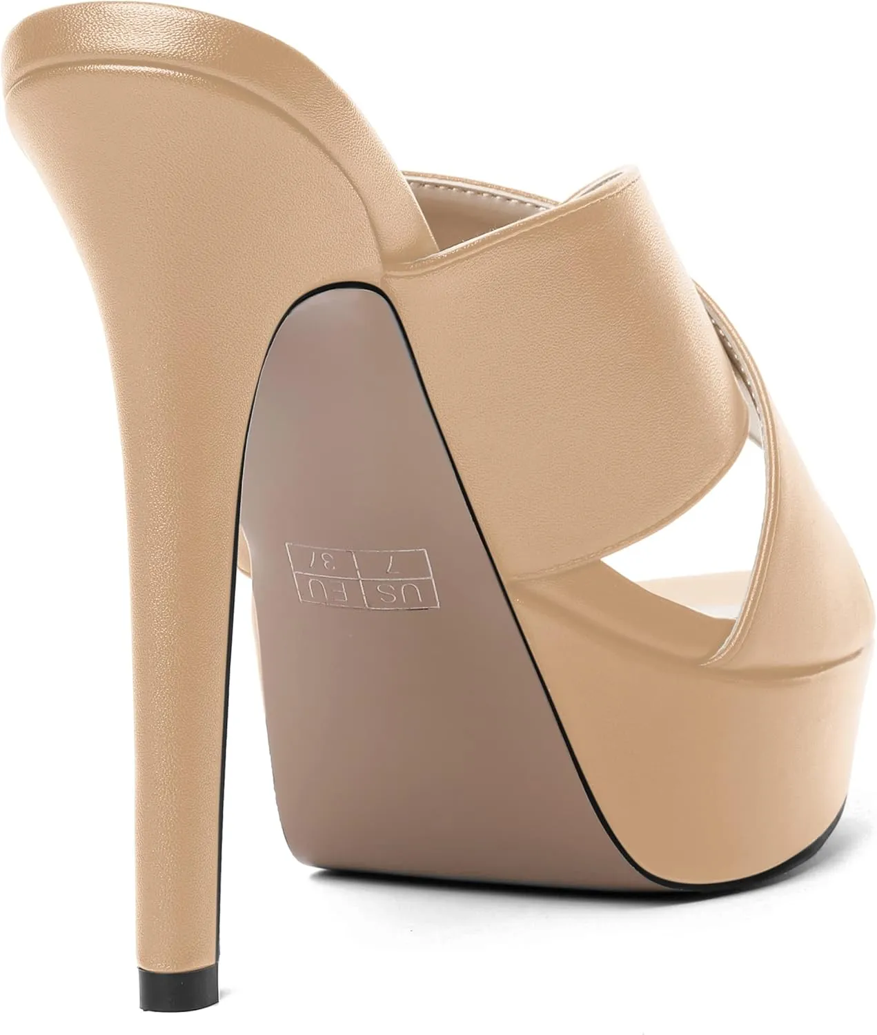SHOWFOREST Womens Round Toe Fashion Dating Slip On Solid Open Toe Matte Stiletto High Heel Heeled Sandals 5 Inch