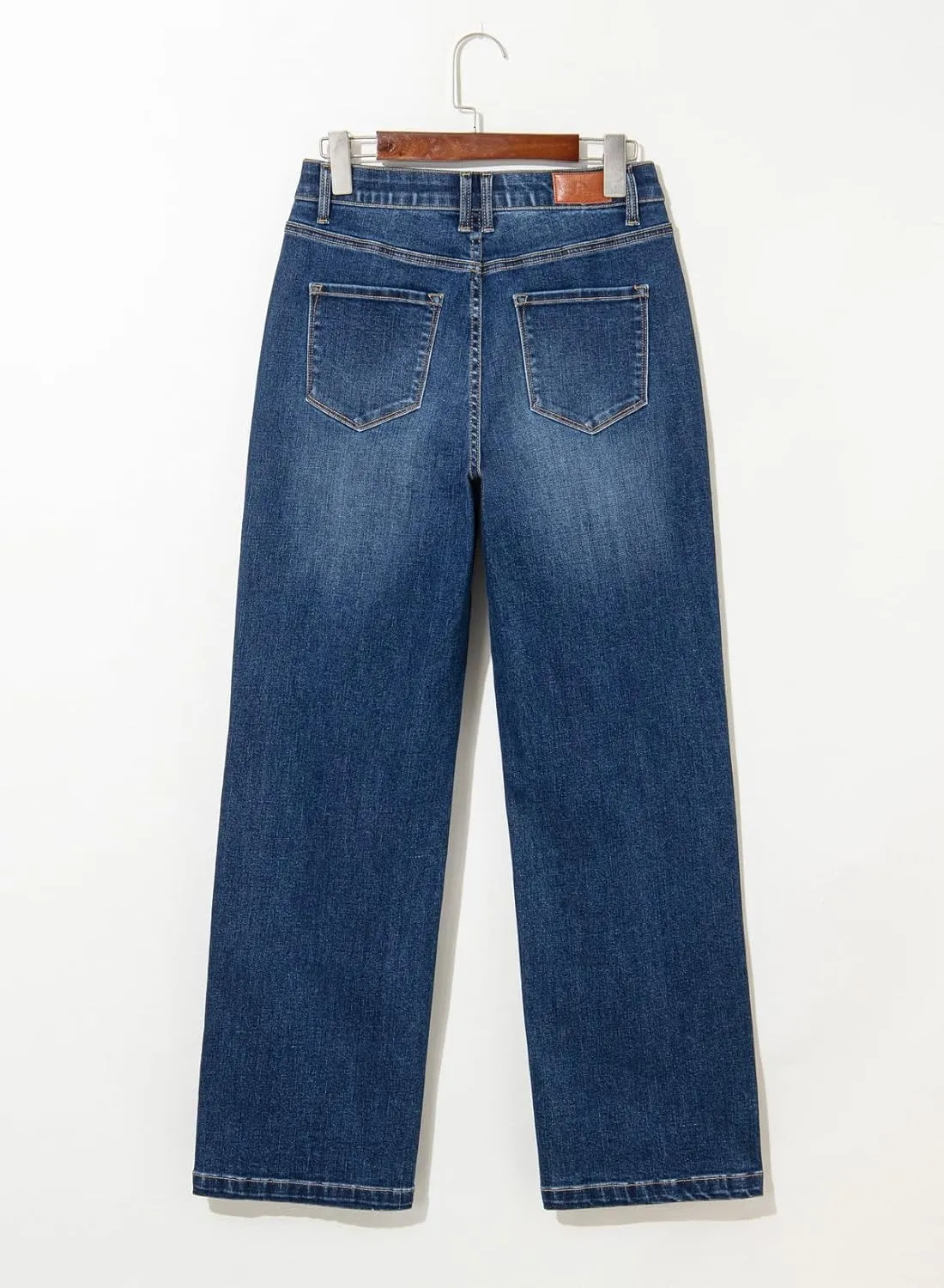 Sidefeel Women's Wide Leg Jeans High Waisted Tummy Control Stretchy Straight Leg Elastic Waist Trendy Denim Pants