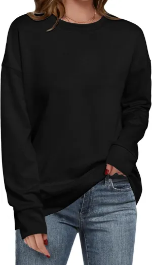Simplee Womens Sweatshirt Long Sleeve Crewneck Striped Sweatshirt for Women 2024 Trendy Fall Tops Pullover Sweatshirts