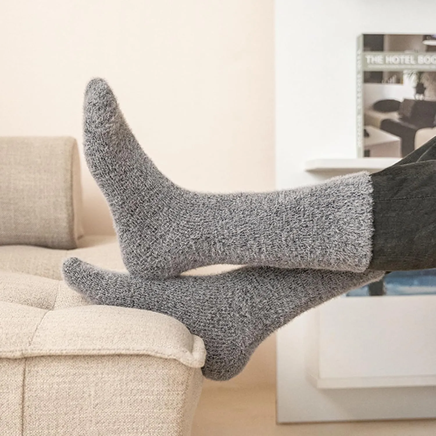SISOSOCK 5 Pairs Fuzzy Cozy Warm Socks for Women Winter Wool Thick Casual Home Sleeping Soft Comfy Socks Gifts for Women
