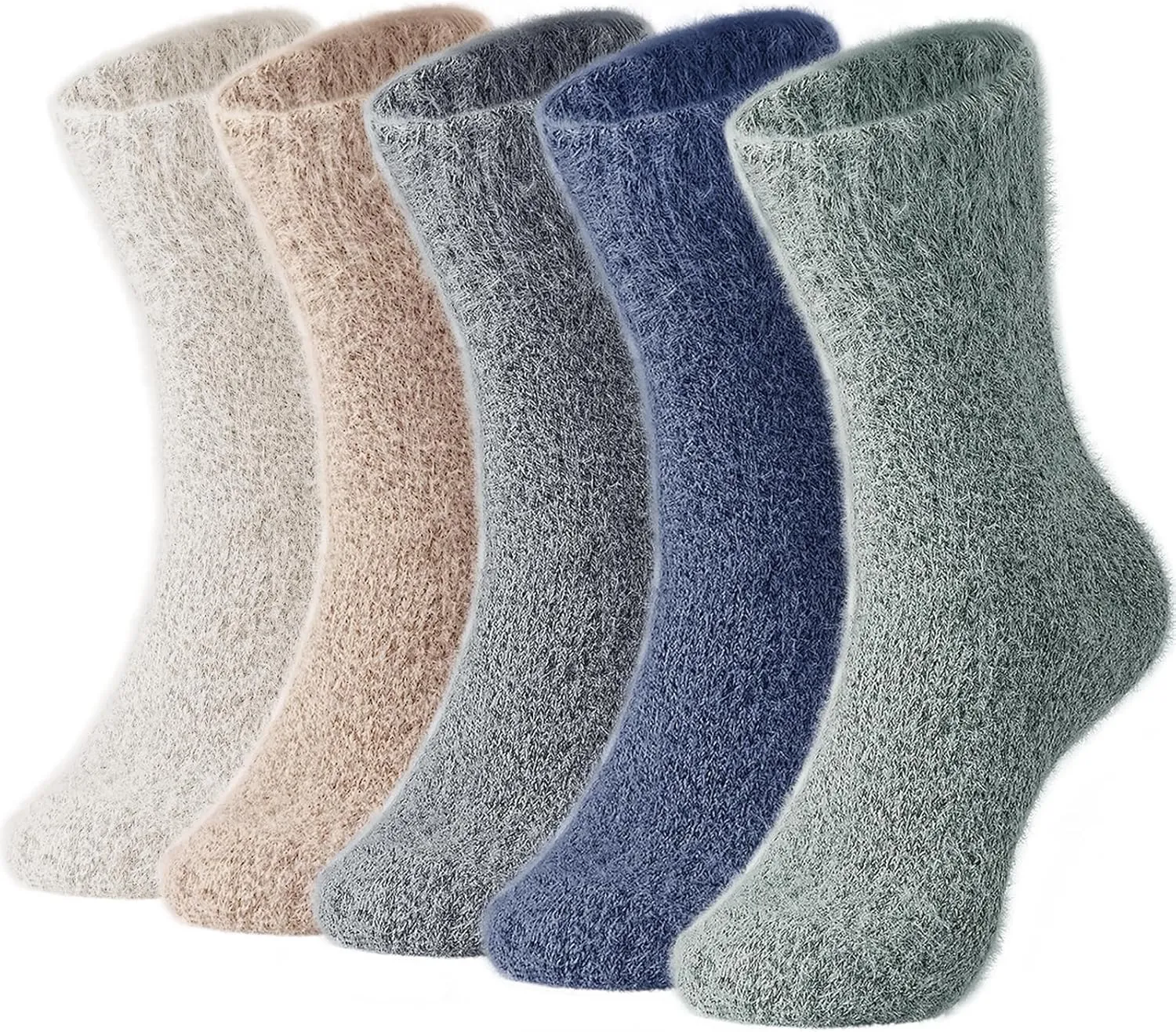 SISOSOCK 5 Pairs Fuzzy Cozy Warm Socks for Women Winter Wool Thick Casual Home Sleeping Soft Comfy Socks Gifts for Women