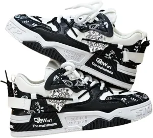 Skate Shoes - Trendy & Comfy Low-Top Sneakers with Artistic Floral Design, Durable PU Upper & PVC Sole, Perfect for Casual Outdoor Wear & Vacation, All-Season Footwear