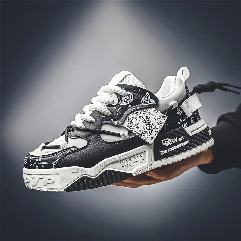 Skate Shoes - Trendy & Comfy Low-Top Sneakers with Artistic Floral Design, Durable PU Upper & PVC Sole, Perfect for Casual Outdoor Wear & Vacation, All-Season Footwear