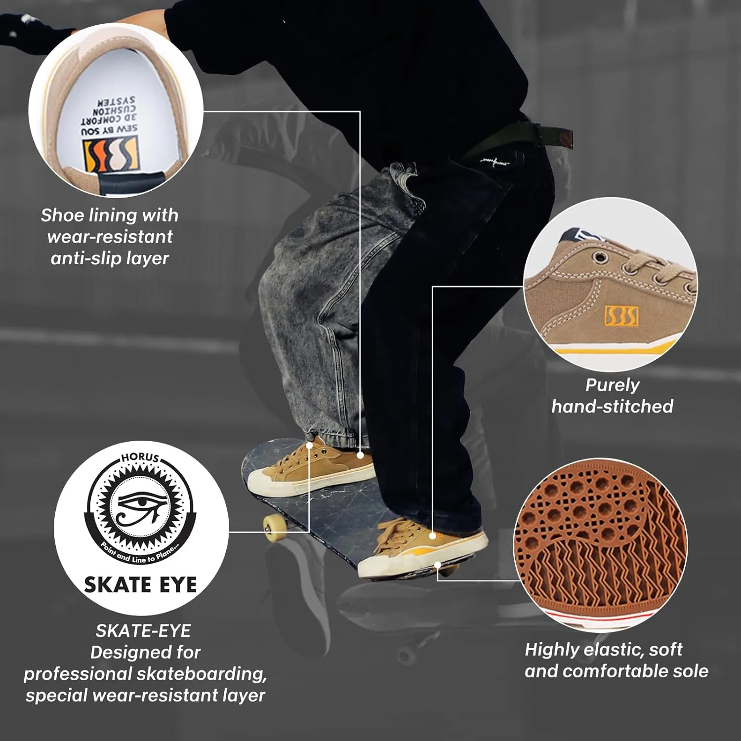 Skateboard Shoes for Men Leather Low Top Pro Skateboarding Training Casual Sneakers
