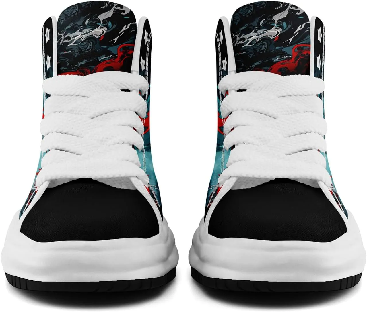 Skull High-Top Canvas Sneakers for Men Women Casual Comfortable Skateboarding Shoes, Gothic Design,Non-Slip Tennis Sneaker